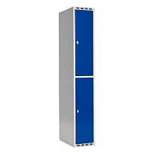 Klädskåp SMG 2-delat 1x300 mm rakt tak och blå dörrar med klinka för hänglås