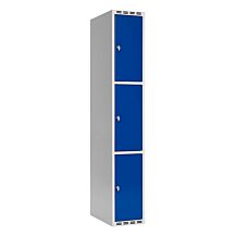 Klädskåp SMG 3-delat 1x300 mm rakt tak och blå dörrar med klinka för hänglås