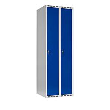 Klädskåp SMG 2x300 mm rakt tak och blå dörr med cylinderlås