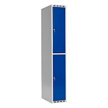 Klädskåp SMG 2-delat 1x300 mm rakt tak och blå dörrar med cylinderlås