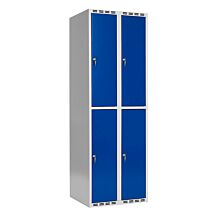 Klädskåp SMG 2-delat 2x300 mm rakt tak och blå dörrar med cylinderlås