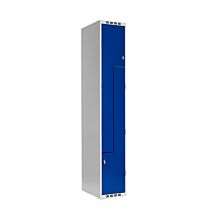 Klädskåp SMZ 1x300 mm rakt tak och blå dörrar med klinka för hänglås